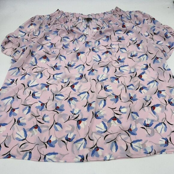 Talbots Smock Neck Pink Floral Blouse Size 2X - Picture 1 of 4